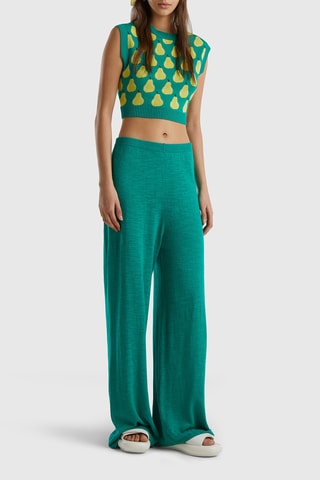 Pantalon palazzo en lin - Vert