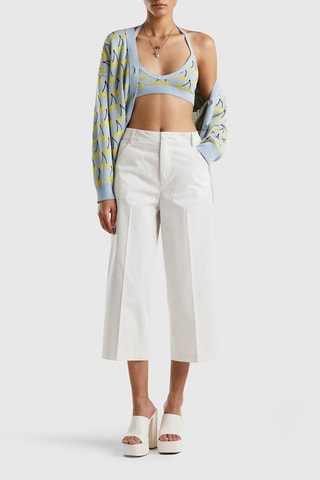 Pantacourt wide legs taille haute - Ecru