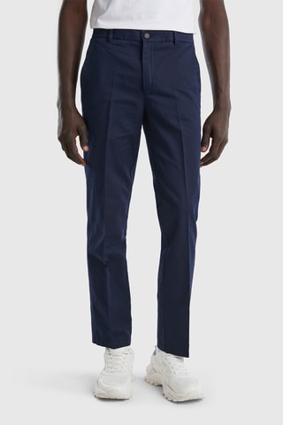 Pantalon en lin - Bleu foncé