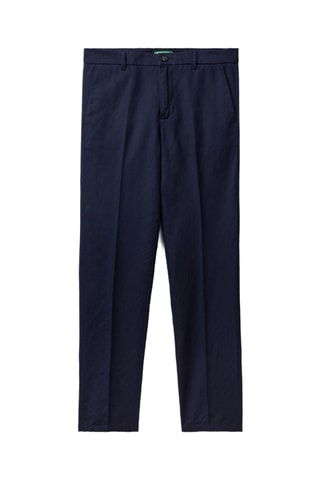 Pantalon en lin - Bleu foncé