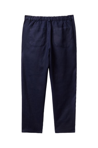 Pantalon en lin - Bleu foncé