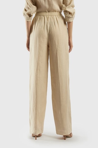 Pantalon en lin taille haute - Beige
