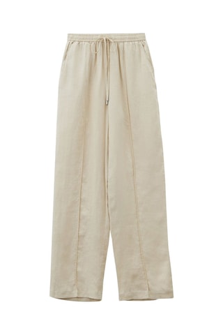 Pantalon en lin taille haute - Beige