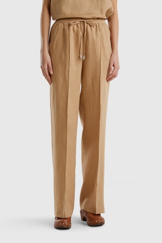 Pantalon en lin taille haute - Beige