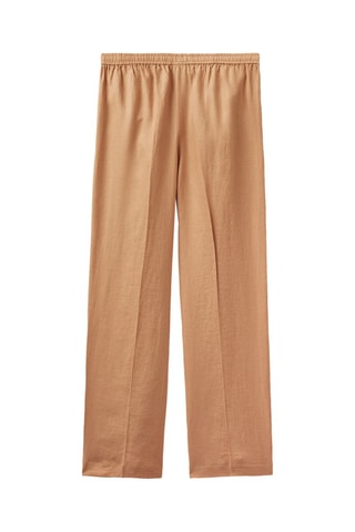 Pantalon en lin taille haute - Beige