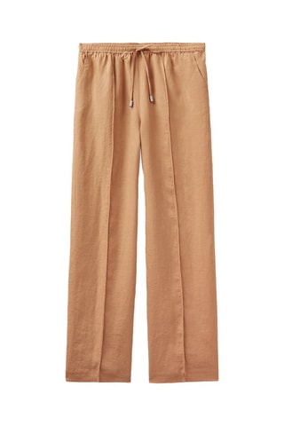 Pantalon en lin taille haute - Beige
