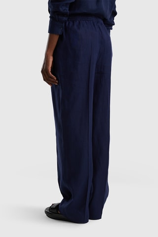 Pantalon casual en lin - Bleu marine