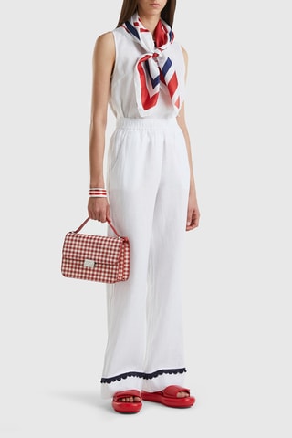 Pantalon en lin taille haute - Blanc