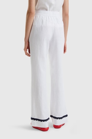 Pantalon en lin taille haute - Blanc