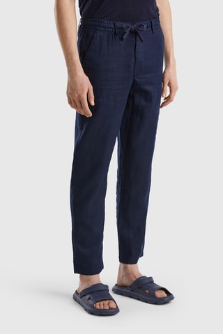 Pantalon en lin - Bleu
