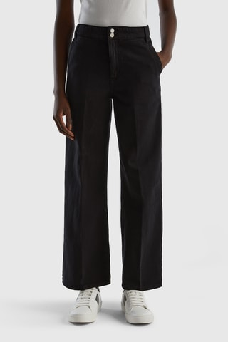Pantalon wide legs taille haute - Noir