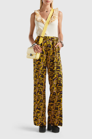 Pantalon taille haute - Noir et jaune
