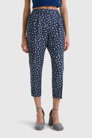 Pantalon 7/8 en lin - Bleu foncé