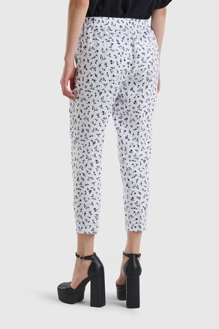 Pantalon carotte 7/8 en lin - Blanc