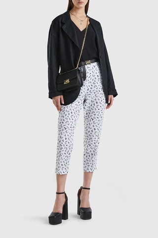 Pantalon carotte 7/8 en lin - Blanc
