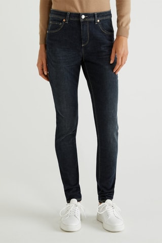 Jean slim taille haute Bleu marine