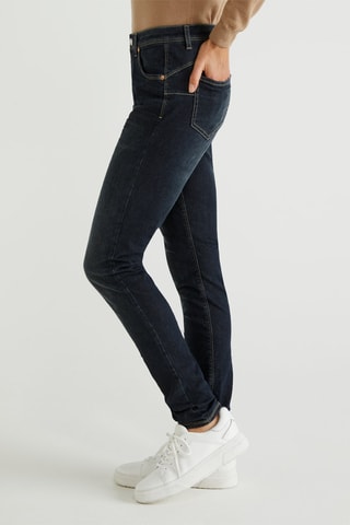 Jean slim taille haute Bleu marine