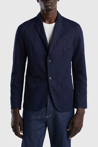 Veste en lin - Bleu foncé