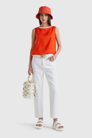 Top en lin sans manches - Orange