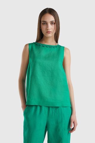 Top en lin sans manches - Vert foncé