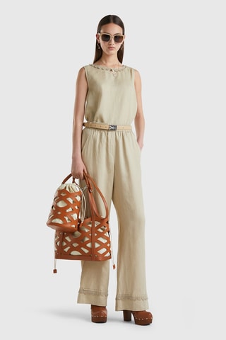 Top en lin sans manches - Beige