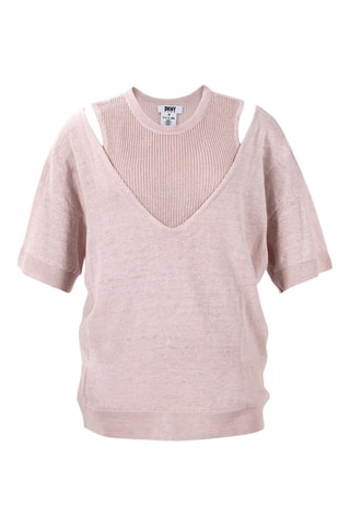 Pull trompe-l'œil en lin - Rose
