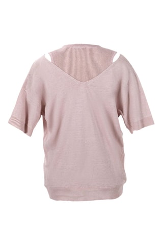 Pull trompe-l'œil en lin - Rose