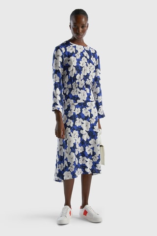 Robe midi Blanc et bleu roi