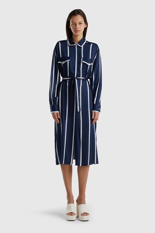 Robe midi Bleu marine et blanc