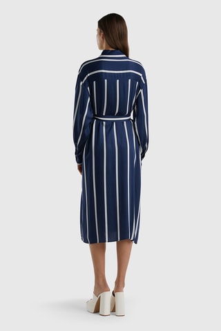 Robe midi Bleu marine et blanc
