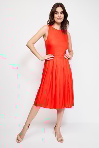 Robe plissée sans manches - Corail