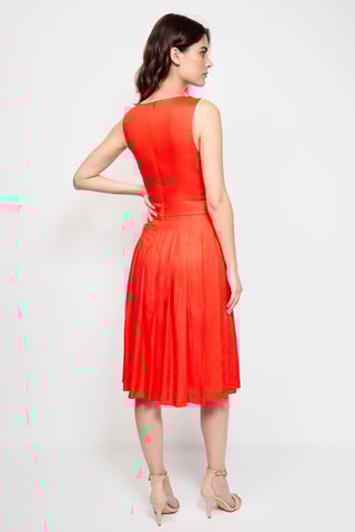 Robe plissée sans manches - Corail
