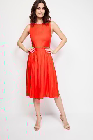 Robe plissée sans manches - Corail