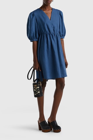 Robe trapèze en lin - Bleu