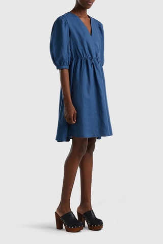 Robe trapèze en lin - Bleu