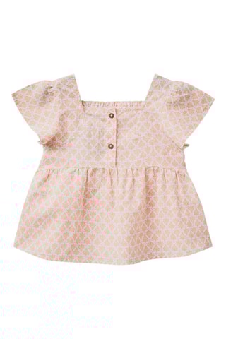 Blouse en lin Saumon et écru