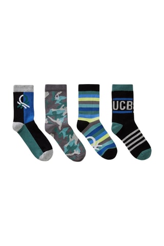 4 paires de chaussettes - Turquoise et blanc