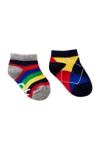 2 paires de chaussettes Bleu marine et gris chiné