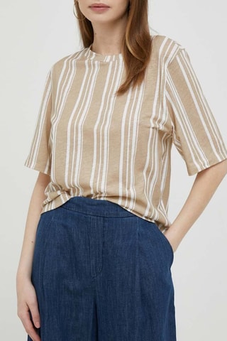 T-shirt en lin - Beige et blanc