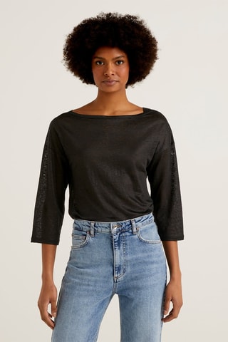 T-shirt en lin Noir chiné