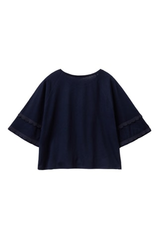 T-shirt en lin - Bleu foncé