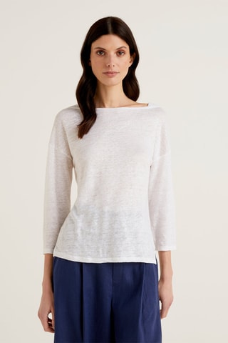 T-shirt en lin Blanc chiné