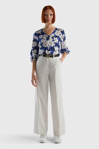 Blouse Bleu foncé et écru