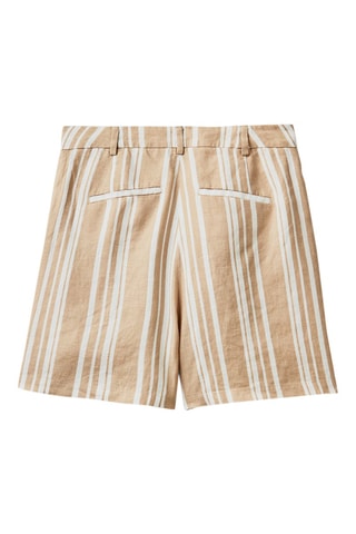 Short en lin taille haute - Beige