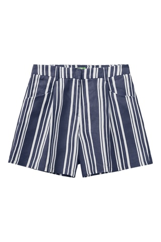 Short en lin - Bleu foncé