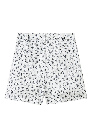 Short en lin taille haute - Blanc