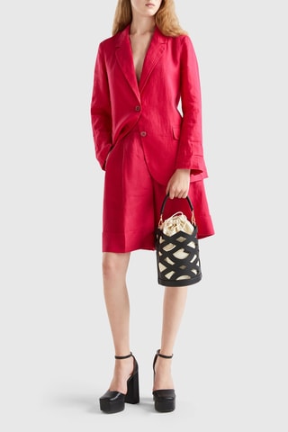 Bermuda en lin taille haute - Fuchsia