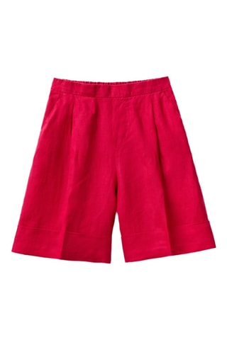 Bermuda en lin taille haute - Fuchsia
