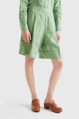 Bermuda en lin taille haute - Vert