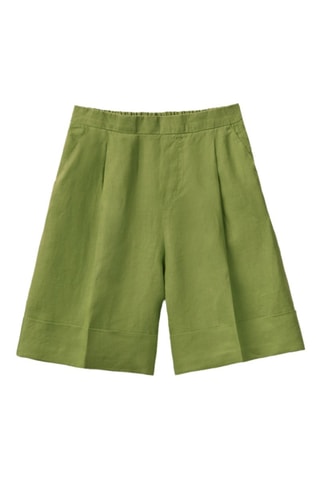 Bermuda en lin taille haute - Vert